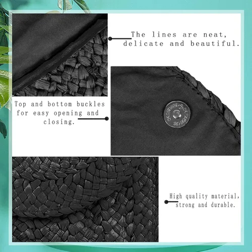 Vista 2 de HJMND Bolso tejido de paja para mujer, bolsa de playa de verano, cartera tipo sobre, bolsa de paja