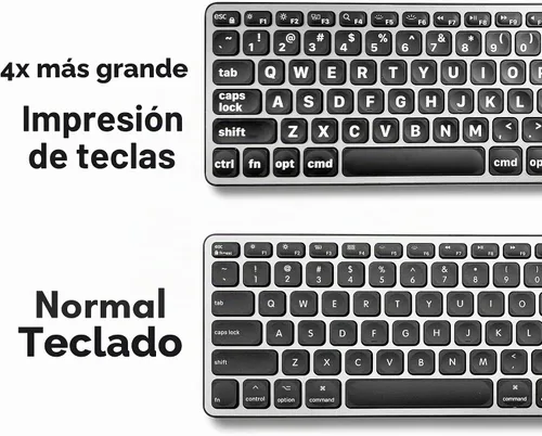 Vista 3 de Teclado con cable Macally para Mac (USB C + A) - Letra grande e retroiluminada para Apple - Teclado USB C de 107 teclas de tamaño completo
