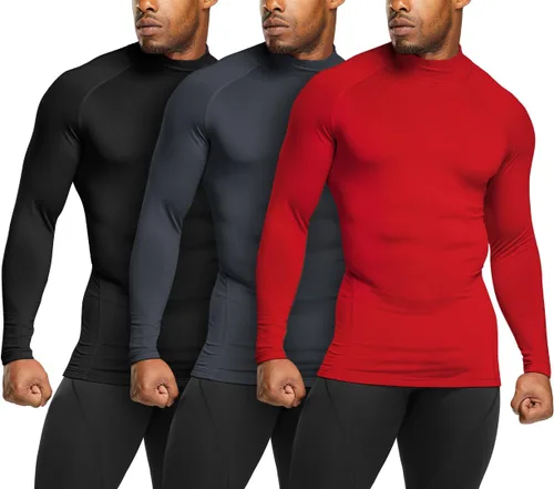 Vista 2 de ATHLIO 2 or 3 Pack Men's Thermal Long Sleeve Compression Shirts, TurtleMock Winter Sports Base Layer, Active Running Shirt