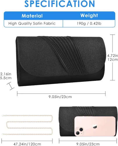 Vista 3 de TINDTOP Bolsos de mano para mujer de noche, bolsas de mano formales de fiesta, bolsos de hombro brillantes sobre bolsos de boda cóctel graduación