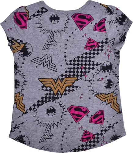 Vista 3 de DC Comics Justice League Girls T-Shirt 4 Pack for Toddler GreyPurpleRedBlue