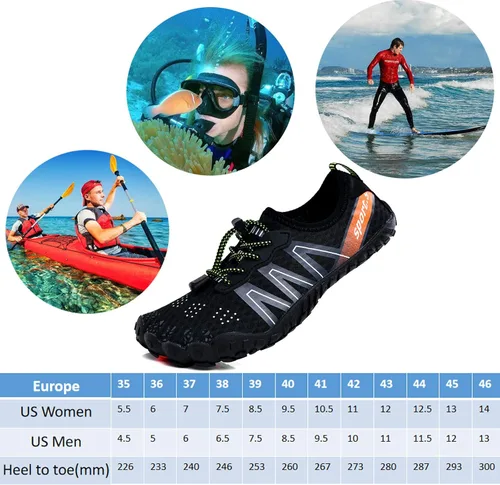 Vista 7 de Zapatos acuáticos para hombre y mujer, descalzos, para exteriores, para playa, natación, piscina, río, secado rápido, navegación, pesca, buceo
