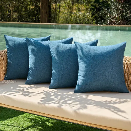 Vista 16 de MIULEE - Paquete de 4 fundas decorativas de cojín para exterior, de lino, impermeables, para jardín, patio, tienda de campaña, balcón, sofá, 16 x 16
