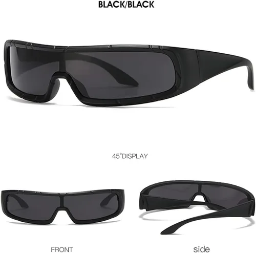 Vista 3 de Y2K Futuristic Wrap Around Sunglasses Women Men Trendy Cyberpunk Visor Sunglasses Monoblock Cyclops