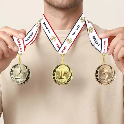 Vista 7 de All Quality Medallas Midnite Star Award 1er 2nd 3rd Place - Juego de 3 piezas (oro, plata, bronce) incluye cinta para el cuello