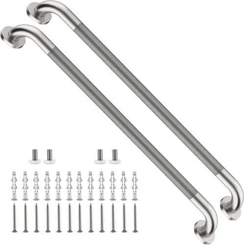 Vista 20 de Barra de agarre para ducha negra de 12 pulgadas con agarre de goma antideslizante, ZUEXT Barra de agarre para baño de acero inoxidable, Barra