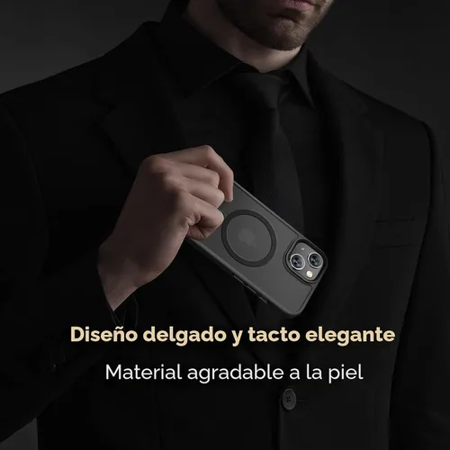 Vista 7 de Miracase - Funda magnética para iPhone 14 Plus de 6.7 pulgadas (compatible con MagSafe) (con 2 protectores de pantalla), protección de grado Negro