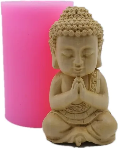 Vista 2 de Molde de vela de Buda, versión mejorada, molde de cera perfumada, moldes de silicona hechos a mano para decoración de manualidades de yeso de resina