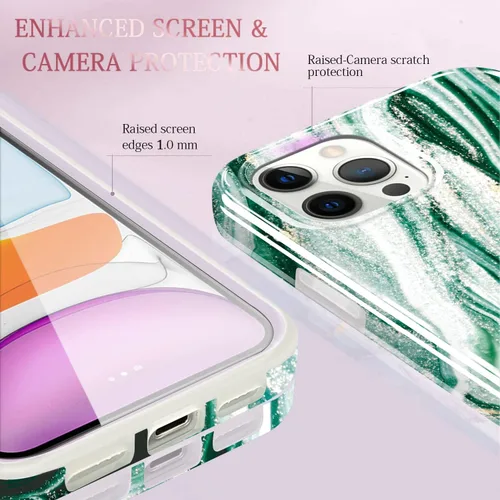 Vista 5 de luolnh Funda dorada brillante compatible con iPhone 13 Pro, diseño de mármol, a prueba de golpes, delgada, de silicona suave, TPU para iPhone 13 Pro