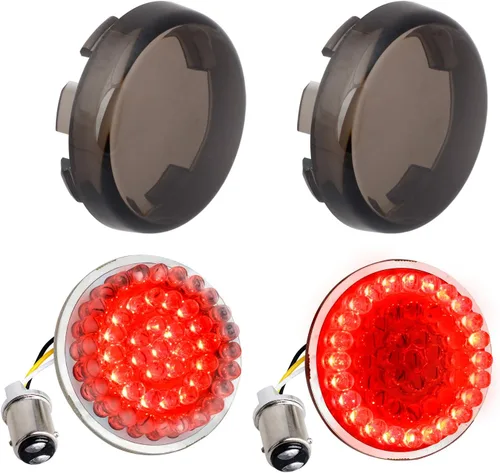 Vista 5 de NTHREEAUTO Panel de luces LED de señales de giro delanteras de bala ahumada, compatible con Harley Dyna Road Street Glide Road King Iron 883 Street