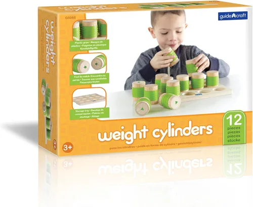 Vista 4 de Guidecraft Juguete de cilindros de peso - Juguete de aprendizaje y desarrollo temprano para niños, juego de emparejamiento y clasificación