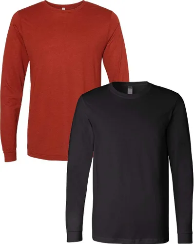 Vista 175 de Canvas Filmore 3501 - Camiseta de 4.2 onzas para hombre manga larga (1) Ceniza + (1) Jaspeado atlético
