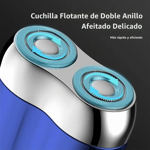 Vista 5 de Mini afeitadora eléctrica de doble cabeza, afeitadora de bolsillo mejorada, maquinilla de afeitar de doble cabeza lavable, mini maquinilla de Azul