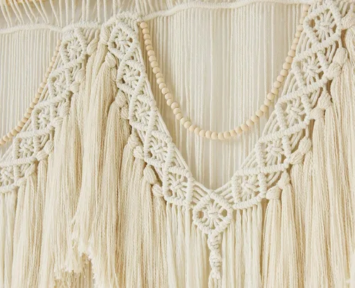 Vista 5 de IOWER Decoración de pared de macramé, 75 pulgadas de ancho x 35 pulgadas de largo, macramé extra grande para colgar en la pared, artesanía
