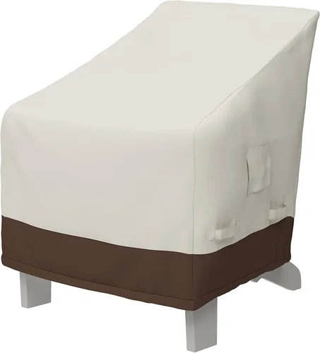Vista 12 de Amazon Basics Cubierta de muebles de patio al aire libre para silla Adirondack, impermeable, anti-UV, duradera, beige/bronceado