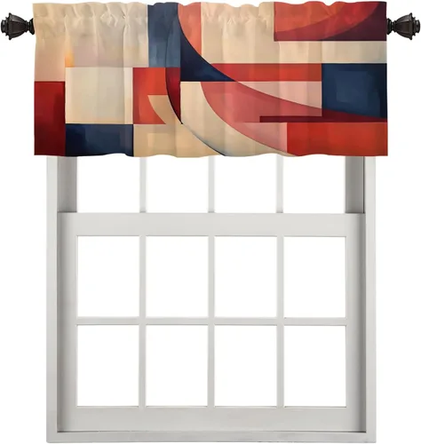 Vista 66 de Cortinas opacas de poliéster multicapa para cafetería, con diseño de diamantes, 2 unidades, 26 x 24 pulgadas