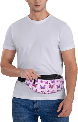 Vista 5 de Riñonera, bolsa de mensajero para deportes al aire libre y ocio, bolsa cruzada en el pecho para hombres y mujeres, rosado, púrpura