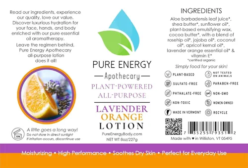 Vista 2 de Pure Energy Apothecary Loción Corporal - Naranja Lavanda 8 oz