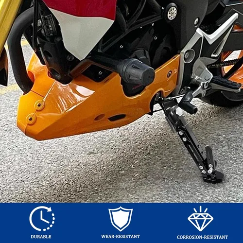 Vista 5 de Soporte de trípode ajustable para motocicleta, soporte lateral para motocicleta (negro)