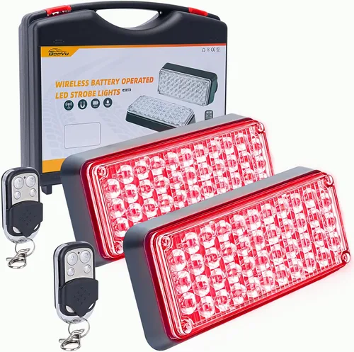 Vista 10 de Luz estroboscópica intermitente magnética ámbar/verde, controlador W, luces LED de seguridad recargables a pilas, barra de luz de advertencia de 2