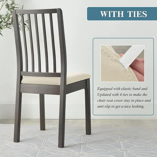 Vista 6 de Juego de 2 fundas elásticas para asiento de silla de comedor, de terciopelo suave, fundas protectoras universales extraíbles para sillas de comedor