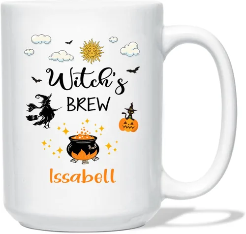 Vista 21 de Taza de café blanca personalizada de Halloween Besties, Besties Forever y 3 tazas de café Boo de 11 onzas y 15 onzas, bonita taza de cerámica Boo