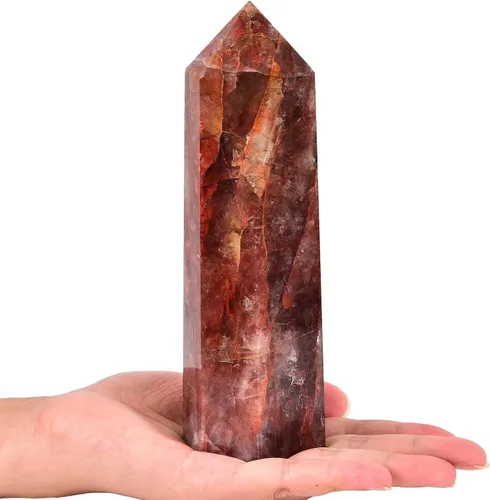 Vista 41 de AMOYSTONE Obelisco de Piedra de Sangre Africana Varita de Cristal Curativo Grande Torre Columna Facetada de 6 Lados Reiki Chakra Meditación Terapia