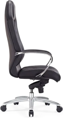 Vista 6 de ZURI Muebles - Silla ejecutiva ergonómica de cuero genuino con base de aluminio, color negro