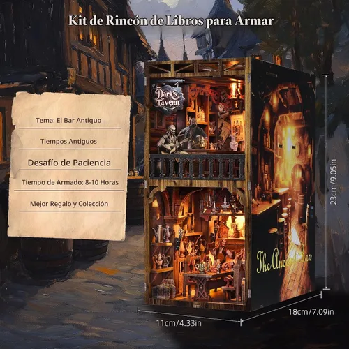 Vista 5 de Kit de Rincón de Libros, Kits de Rincón de Libros para Adultos DIY Construcción de Modelo Booknook, Rompecabezas de Madera 3D DIY Soporte