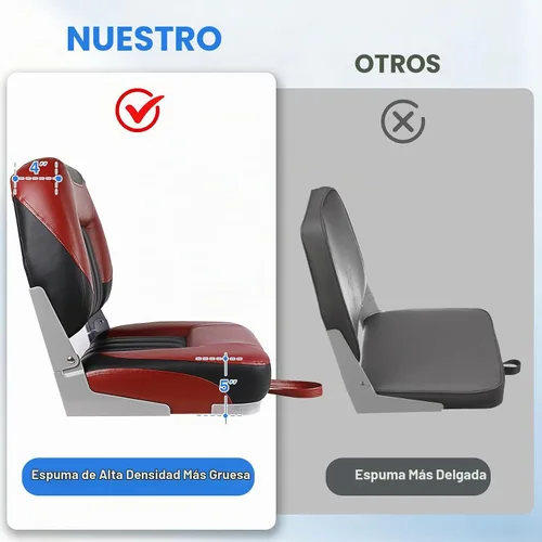 Vista 6 de XGEAR Asiento de barco de lujo con respaldo bajo/alto, asiento plegable para barco de pesca