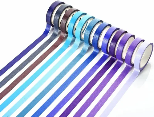 Vista 5 de Juego de 40 rollos de cinta washi, cinta adhesiva decorativa arcoíris para manualidades, diarios de viñetas, planificadores