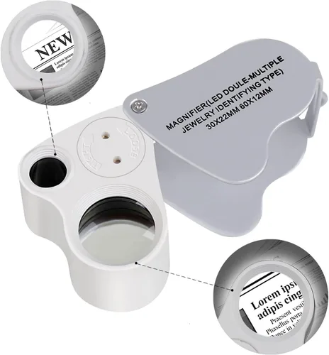 Vista 4 de JARLINK Paquete de 2 lupas LED plegables de 30 x 60 X Blanco