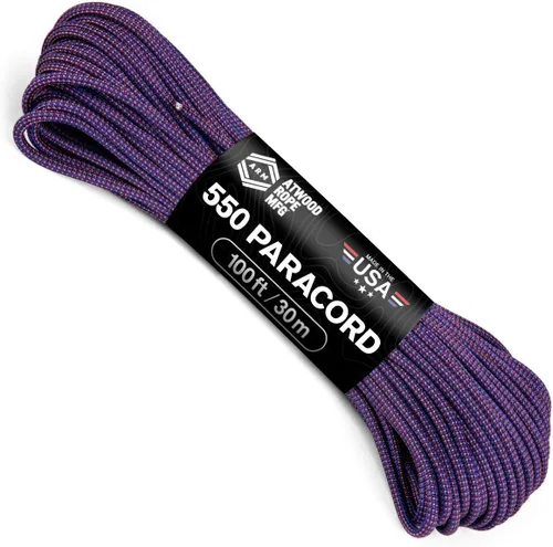 Vista 32 de Atwood Rope MFG Cuerda de paracaídas de nailon 550 que cambia de color, 100 pies, 7 hebras, equipo de supervivencia exterior, fabricado en Estados