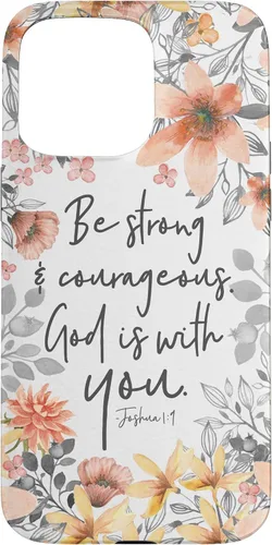 Vista 31 de Funda para iPhone 17 con cita cristiana de Joshua 1:9 con diseño de acuarela bonita floral