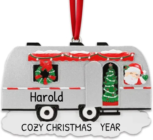 Vista 11 de Adornos de campamento personalizados 2025 – Adorno Airstream para caravana, remolque, Airstream, adorno de Navidad, tren, adornos de Navidad 2025
