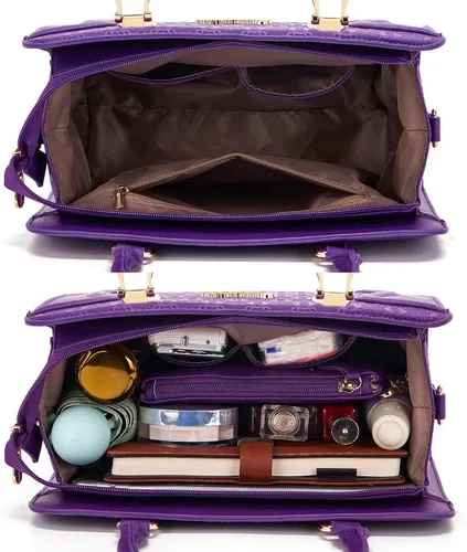 Vista 83 de Bolsos de mano de moda para mujer, bolsa de hombro, asa superior, bolsa de mano, juego de 4 piezas
