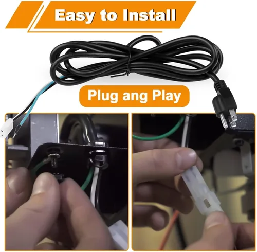 Vista 3 de Piezas de repuesto de cable de alimentación de 8 pies compatibles con parrillas para ahumadores de pellets de madera Pit Boss, Traeger