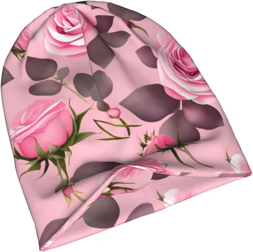 Vista 5 de Pretty Pink Roses Warm and Breathable Men's and Women's Universal Versatile Brimless Hat, for Daily Home and Outdoor Activities Clothing Accessories