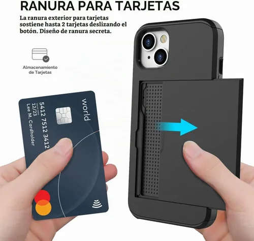 Vista 5 de ZUSLAB Funda con ranura para tarjetero compatible con Apple iPhone 15 de 6.1 pulgadas 2023, funda tipo cartera para teléfono con 1 protector de Negro