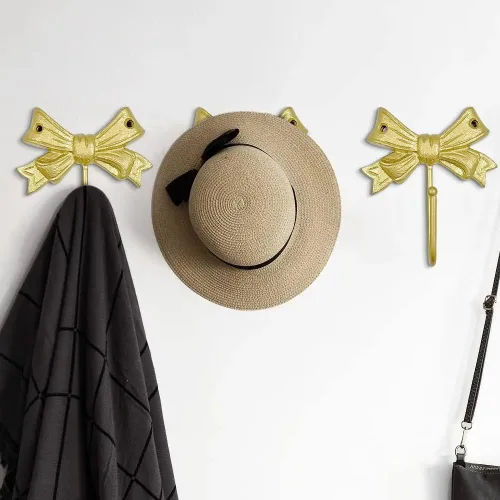 Vista 2 de Gancho decorativo con nudo de lazo, ganchos de pared, paquete de 2, gancho desgastado montado en la pared para llaves, colgador para pared