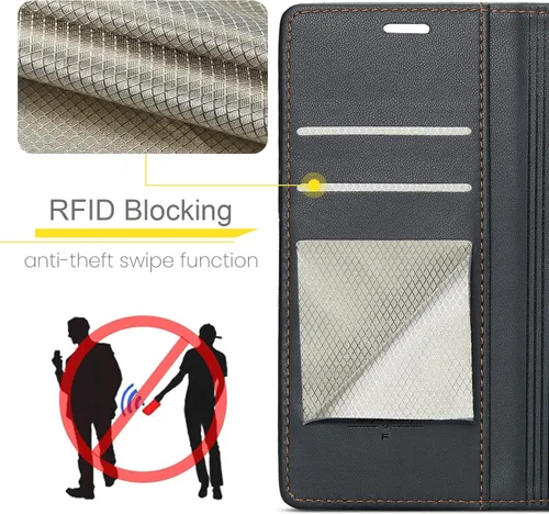 Vista 6 de FLIPALM Funda tipo cartera para Samsung Galaxy S20 FE 5G, bloqueo RFID, tarjetero de crédito, de piel sintética, función atril, funda protectora a