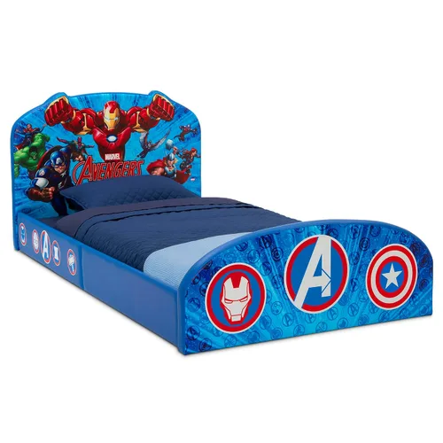 Vista 3 de Delta Children Cama individual tapizada Marvel Avengers, Azul