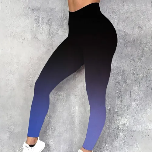 Vista 2 de Comigeewa Pantalones Yoga degradados Pantalones ajustados elásticos Mujer Pantalones ajustados Fitness Leggings Cintura