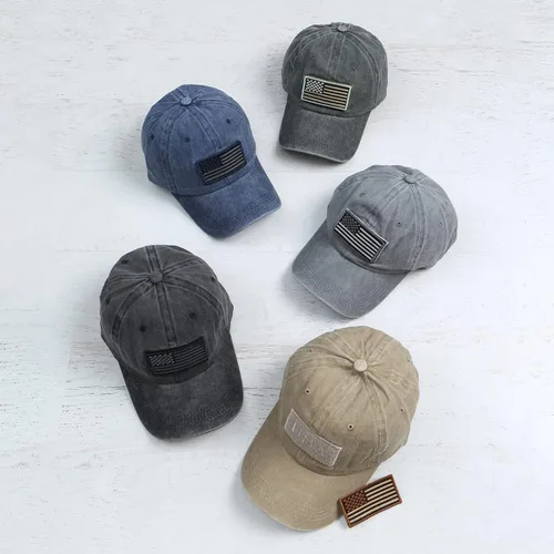 Vista 3 de Gorra de béisbol casual Gorra de sol con lentejuelas brillantes con purpurina bandera de Estados Unidos, visera patriótica, cola de caballo cruzada