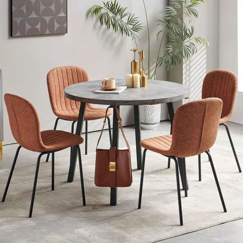 Vista 20 de Juego de mesa de comedor para 4, moderno juego de mesa de cocina de 5 piezas, mesa de comedor rectangular de 47 pulgadas y sillas vintage de piel