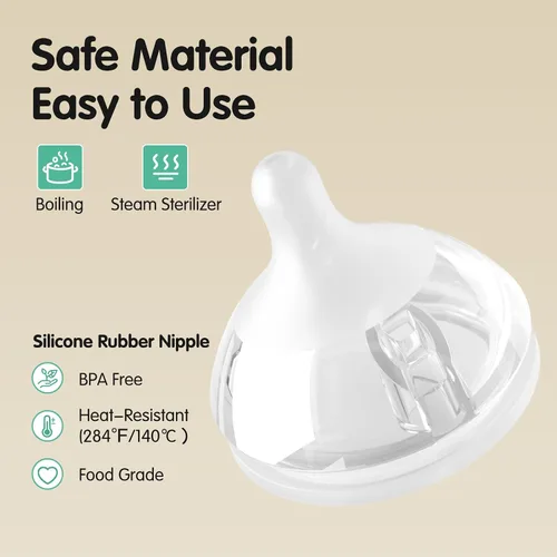 Vista 6 de Aynmer Natural Flow - Pezón de silicona para biberón, 0+ meses, 4 unidades (SS)