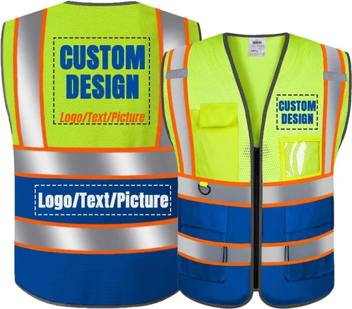 Vista 24 de BeautyWill Chaleco de Seguridad con Logo Personalizado Clase 2 Chaleco Reflectante de Alta Visibilidad Chaleco de Construcción Transpirable