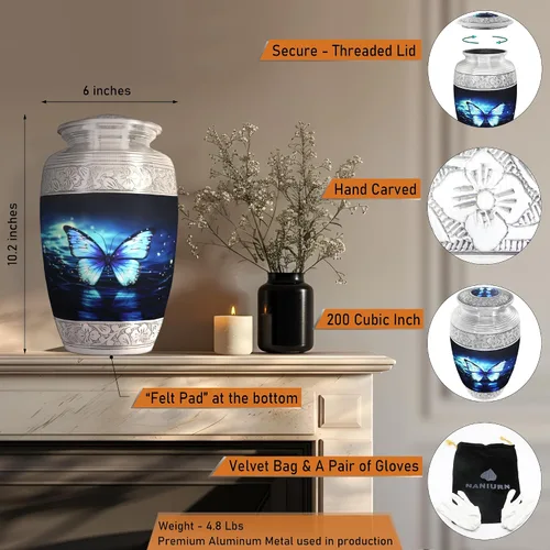 Vista 2 de NANIURN Urna para cenizas para adultos, hombres y mujeres, urnas de cremación para cenizas humanas, hombres y mujeres adultos, urnas funerarias