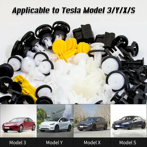 Vista 5 de 70 piezas de clips Tesla, clips de parachoques Tesla, clips de forro de guardabarros Tesla, retenedores de empuje con rivets, 20 tamaños populares