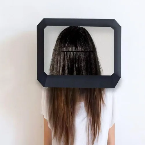 Vista 3 de Máscara de caja de televisión de cara completa - Modelo de papel de bricolaje 3D de dibujos animados para Halloween, fiesta escolar